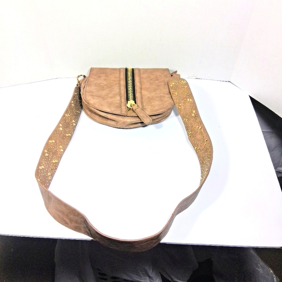 Madison West Brown with Gold Accents Cross Body Bag/Purse - Picture 5 of 10